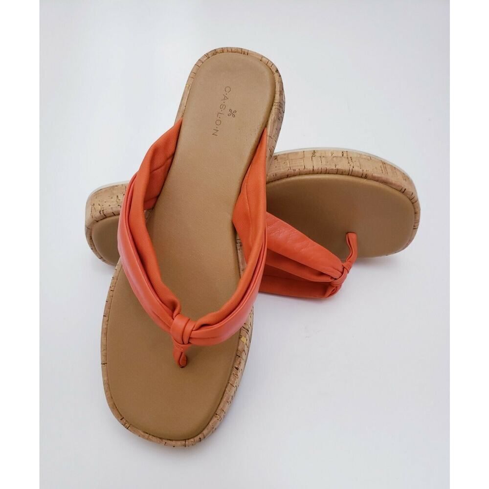 Caslon Lea Platform Sandal Flip Flop Size 10 Leather Coral Comfort Summer Shoes